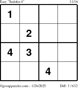 The grouppuzzles.com Easy Sudoku-4 puzzle for Sunday January 26, 2025