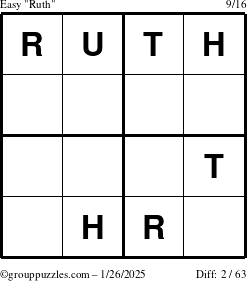 The grouppuzzles.com Easy Ruth puzzle for Sunday January 26, 2025