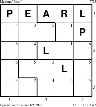 The grouppuzzles.com Medium Pearl puzzle for Friday June 5, 2026 with all 6 steps marked