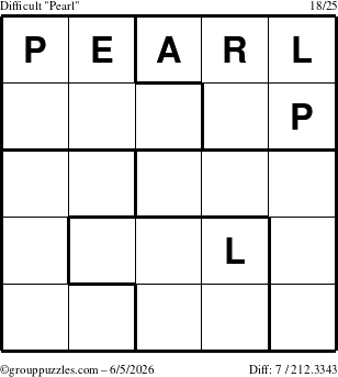 The grouppuzzles.com Difficult Pearl puzzle for Friday June 5, 2026