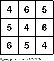 The grouppuzzles.com Answer grid for the TicTac-456 puzzle for Friday June 5, 2026
