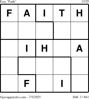 The grouppuzzles.com Easy Faith puzzle for Thursday July 3, 2025
