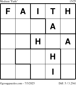 The grouppuzzles.com Medium Faith puzzle for Thursday July 3, 2025