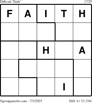 The grouppuzzles.com Difficult Faith puzzle for Thursday July 3, 2025