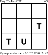 The grouppuzzles.com Easy TicTac-STU puzzle for Thursday July 3, 2025