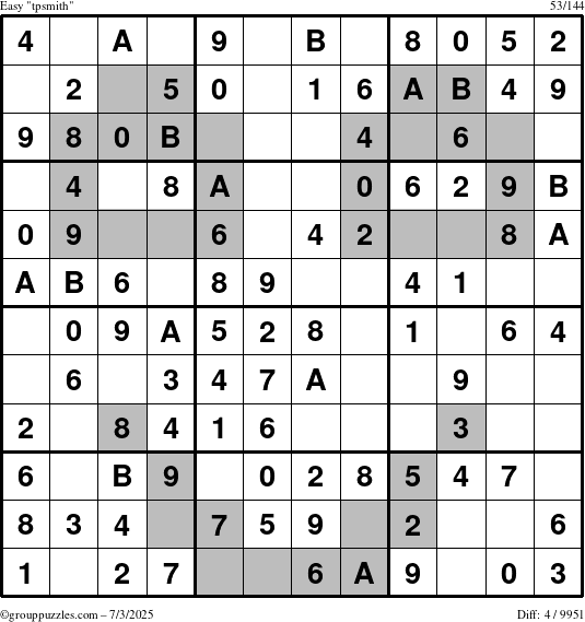 The grouppuzzles.com Easy tpsmith puzzle for Thursday July 3, 2025