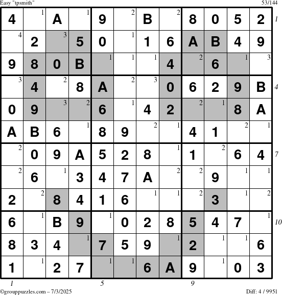 The grouppuzzles.com Easy tpsmith puzzle for Thursday July 3, 2025 with all 4 steps marked