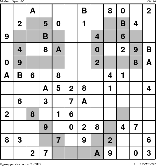 The grouppuzzles.com Medium tpsmith puzzle for Thursday July 3, 2025