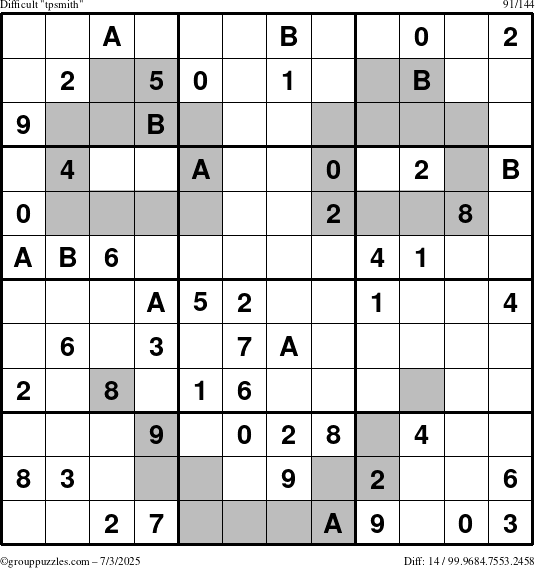 The grouppuzzles.com Difficult tpsmith puzzle for Thursday July 3, 2025