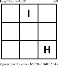 The grouppuzzles.com Easy TicTac-GHI puzzle for Monday June 8, 2026