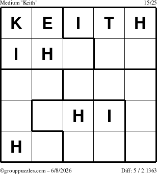 The grouppuzzles.com Medium Keith puzzle for Monday June 8, 2026