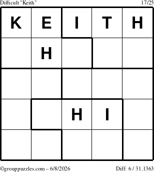 The grouppuzzles.com Difficult Keith puzzle for Monday June 8, 2026