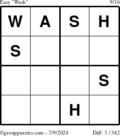 The grouppuzzles.com Easy Wash puzzle for Tuesday July 9, 2024