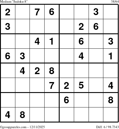 The grouppuzzles.com Medium Sudoku-8 puzzle for Thursday December 11, 2025