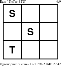 The grouppuzzles.com Easy TicTac-STU puzzle for Thursday December 11, 2025