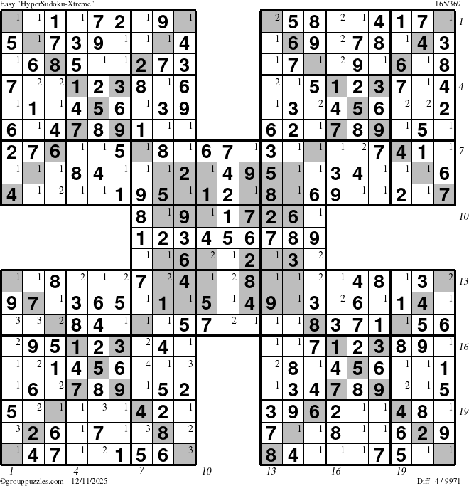 The grouppuzzles.com Easy cover-HyperXtreme puzzle for Thursday December 11, 2025 with all 4 steps marked