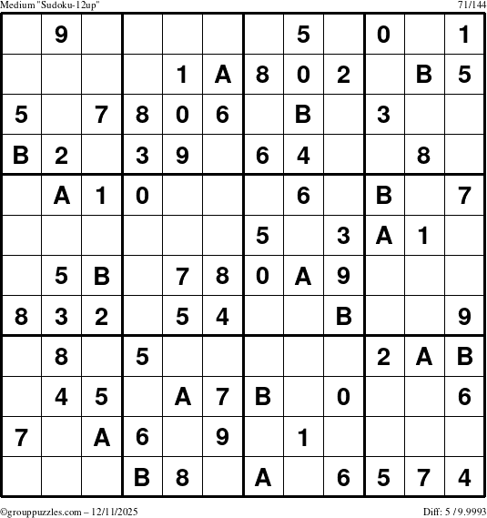The grouppuzzles.com Medium Sudoku-12up puzzle for Thursday December 11, 2025