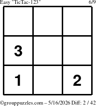 The grouppuzzles.com Easy TicTac-123 puzzle for Saturday May 16, 2026