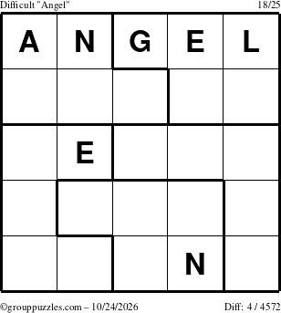 The grouppuzzles.com Difficult Angel puzzle for Saturday October 24, 2026