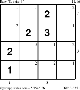 The grouppuzzles.com Easy Sudoku-4 puzzle for Tuesday May 19, 2026 with all 3 steps marked