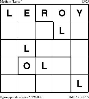 The grouppuzzles.com Medium Leroy puzzle for Tuesday May 19, 2026