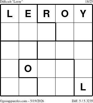 The grouppuzzles.com Difficult Leroy puzzle for Tuesday May 19, 2026