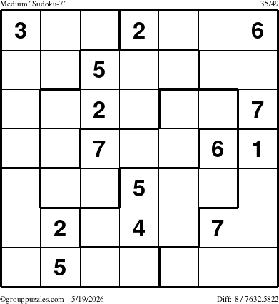 The grouppuzzles.com Medium Sudoku-7 puzzle for Tuesday May 19, 2026
