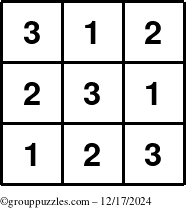 The grouppuzzles.com Answer grid for the TicTac-123 puzzle for Tuesday December 17, 2024