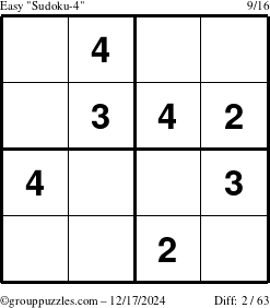 The grouppuzzles.com Easy Sudoku-4 puzzle for Tuesday December 17, 2024