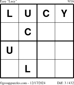 The grouppuzzles.com Easy Lucy puzzle for Tuesday December 17, 2024