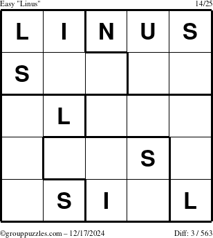 The grouppuzzles.com Easy Linus puzzle for Tuesday December 17, 2024