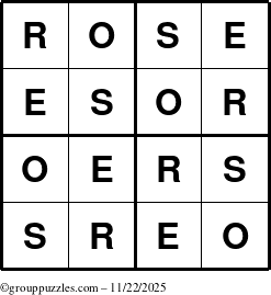 The grouppuzzles.com Answer grid for the Rose puzzle for Saturday November 22, 2025