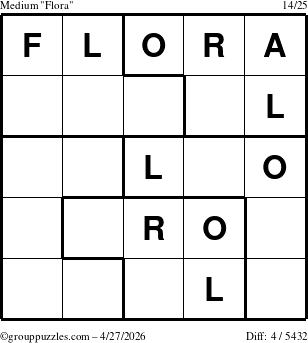 The grouppuzzles.com Medium Flora puzzle for Monday April 27, 2026