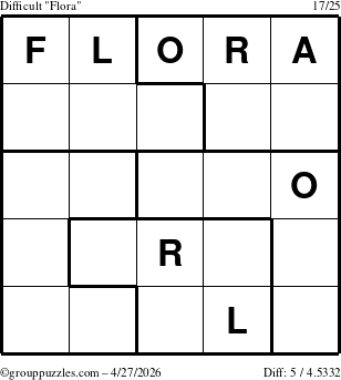 The grouppuzzles.com Difficult Flora puzzle for Monday April 27, 2026