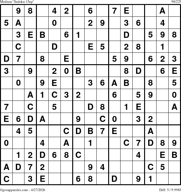 The grouppuzzles.com Medium Sudoku-15up puzzle for Monday April 27, 2026