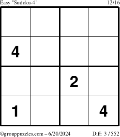 The grouppuzzles.com Easy Sudoku-4 puzzle for Thursday June 20, 2024