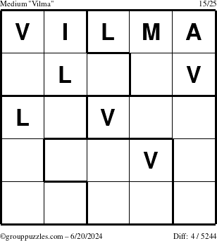 The grouppuzzles.com Medium Vilma puzzle for Thursday June 20, 2024