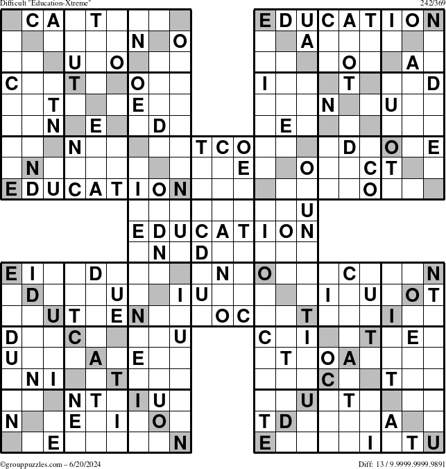 The grouppuzzles.com Difficult Education-Xtreme puzzle for Thursday June 20, 2024