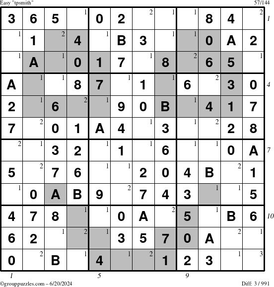 The grouppuzzles.com Easy tpsmith puzzle for Thursday June 20, 2024 with all 3 steps marked