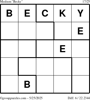The grouppuzzles.com Medium Becky puzzle for Sunday May 25, 2025