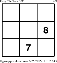 The grouppuzzles.com Easy TicTac-789 puzzle for Sunday May 25, 2025