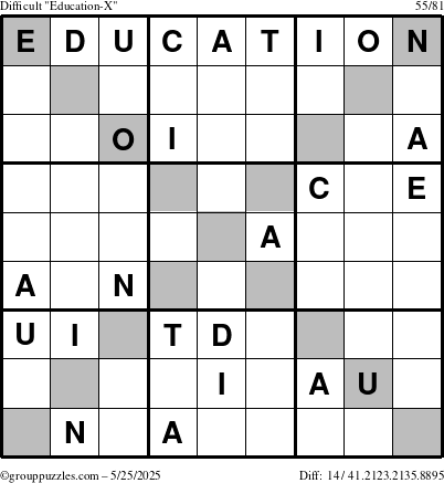 The grouppuzzles.com Difficult Education-X puzzle for Sunday May 25, 2025