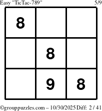 The grouppuzzles.com Easy TicTac-789 puzzle for Thursday October 30, 2025