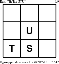 The grouppuzzles.com Easy TicTac-STU puzzle for Thursday October 30, 2025