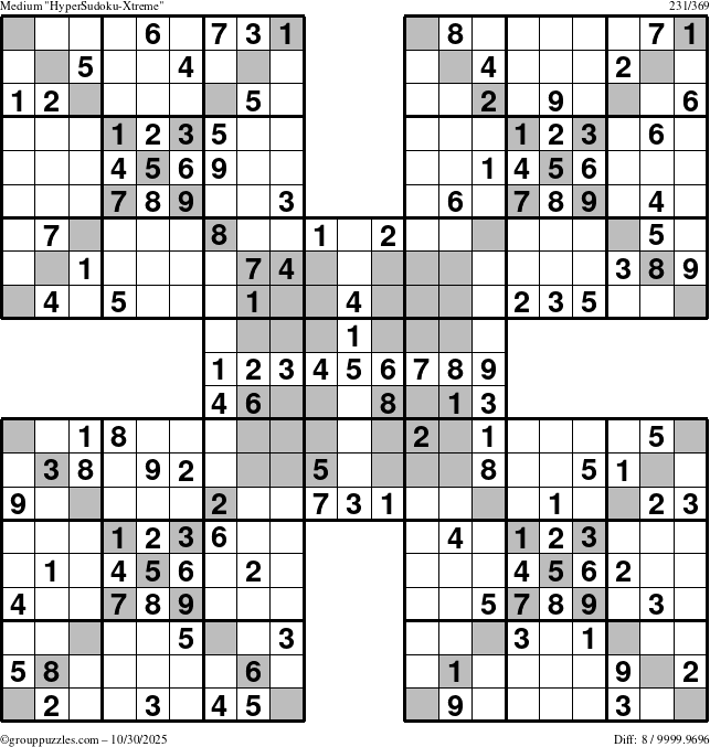 The grouppuzzles.com Medium cover-HyperXtreme puzzle for Thursday October 30, 2025