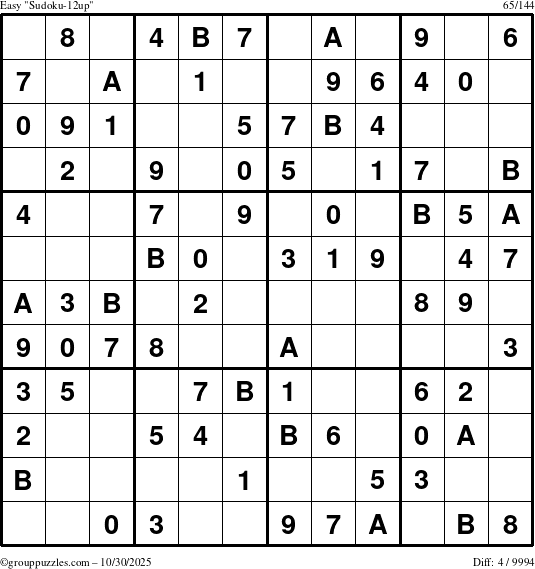 The grouppuzzles.com Easy Sudoku-12up puzzle for Thursday October 30, 2025