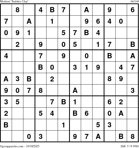 The grouppuzzles.com Medium Sudoku-12up puzzle for Thursday October 30, 2025