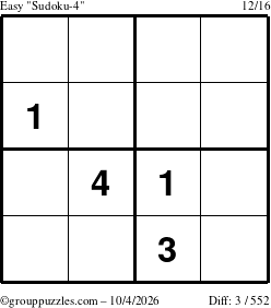 The grouppuzzles.com Easy Sudoku-4 puzzle for Sunday October 4, 2026