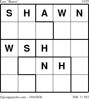 The grouppuzzles.com Easy Shawn puzzle for Sunday October 4, 2026