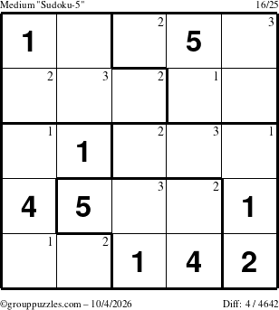 The grouppuzzles.com Medium Sudoku-5 puzzle for Sunday October 4, 2026 with the first 3 steps marked